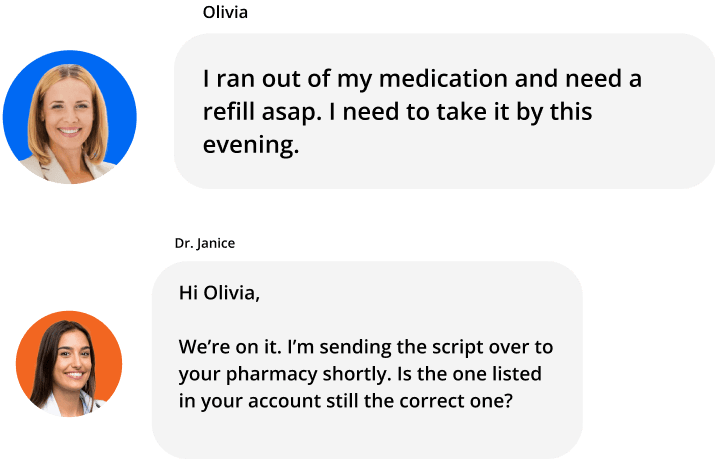 Image of a chat within doctor and pacient