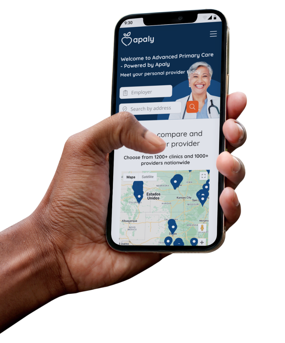 A man holding iphone mockup showing Apaly's website