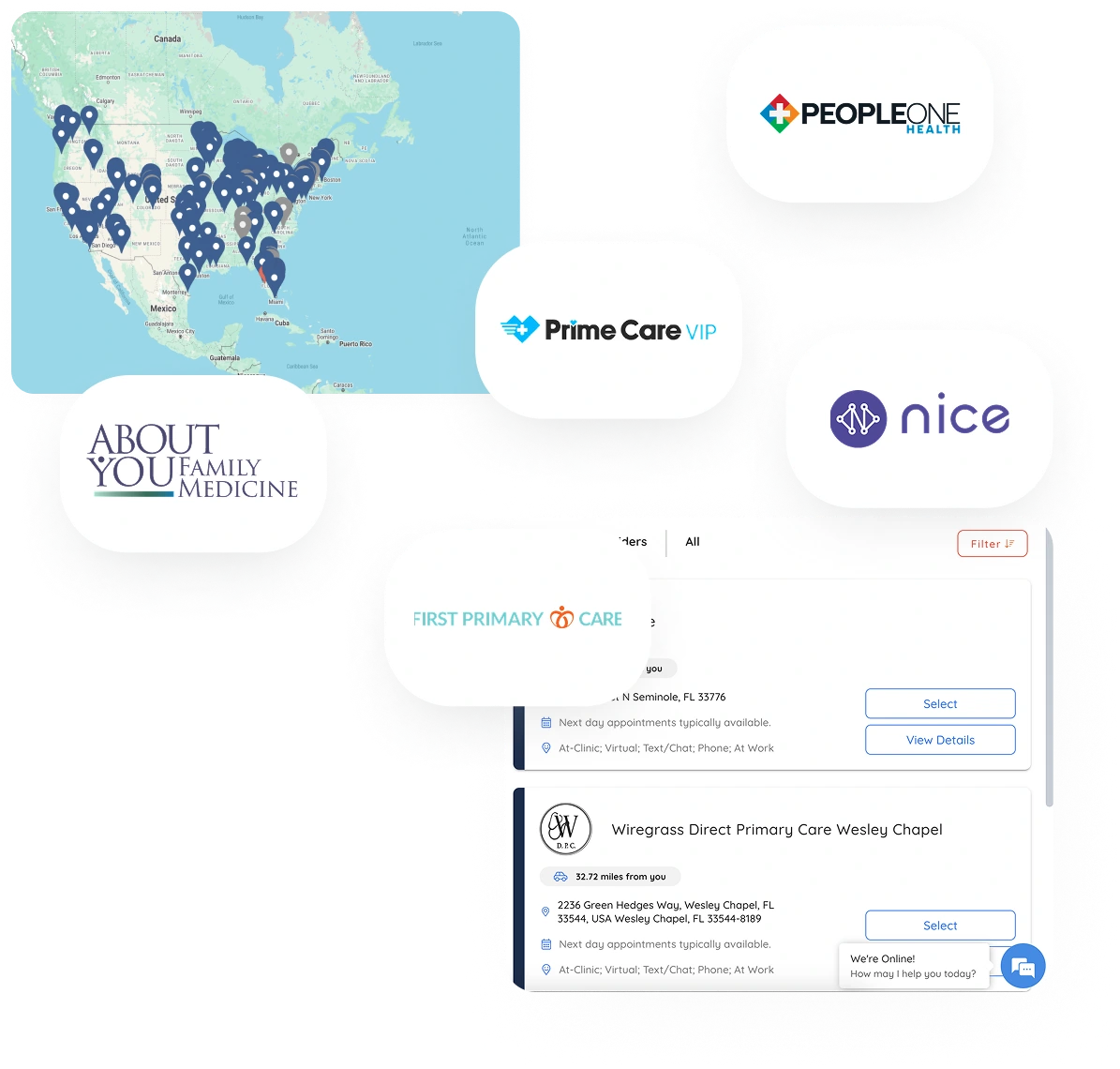 Thousands of locations and clinicians