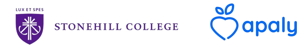 Stonehill college logo and Apaly Health logo